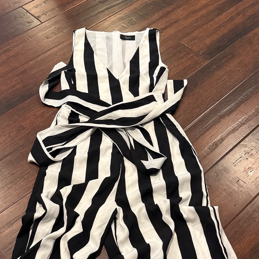 Black and White Striped Jumpsuit